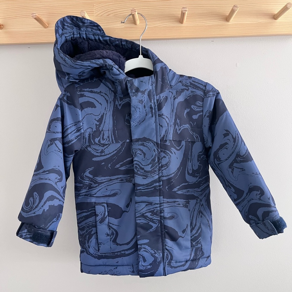 Cat & Jack Toddler Playground Parka Jacket 2T Navy Blue Swirl Patterned